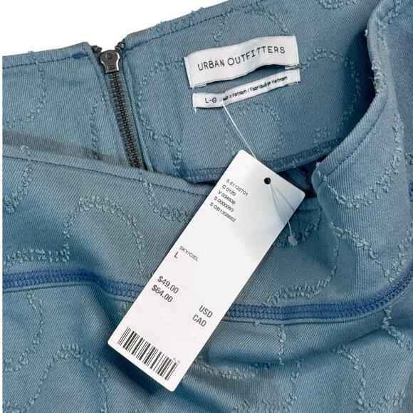 NEW Urban Outfitters Sky Blue Mod Floral Textured Mini Skirt Large - Picture 5 of 8